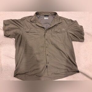 Columbia Men's Casual Plaid Shirt - Olive and Beige